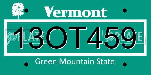 13OT459 Vermont License Plate