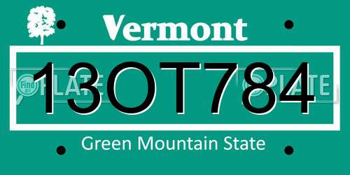 13OT784 Vermont License Plate