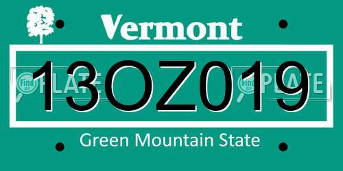 13OZ019 Vermont License Plate