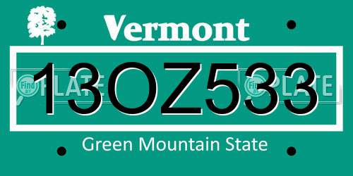 13OZ533 Vermont License Plate