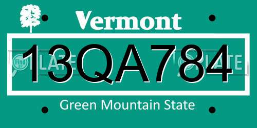 13QA784 Vermont License Plate