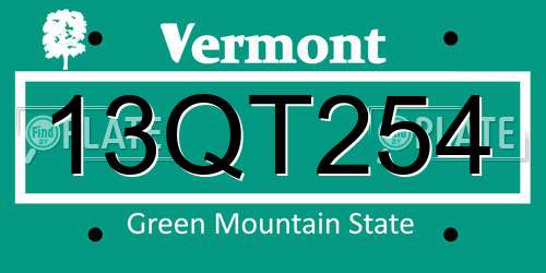 13QT254 Vermont License Plate