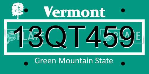 13QT459 Vermont License Plate