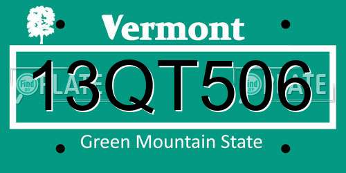 13QT506 Vermont License Plate