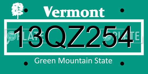 13QZ254 Vermont License Plate