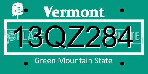 13QZ284 Vermont License Plate