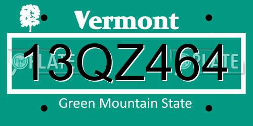 13QZ464 Vermont License Plate