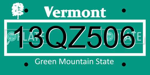13QZ506 Vermont License Plate