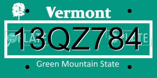 13QZ784 Vermont License Plate