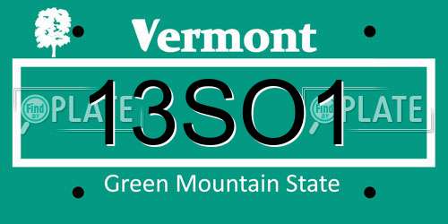 13SO1 Vermont License Plate