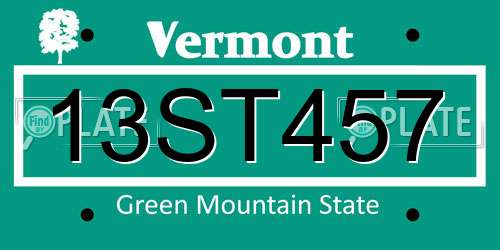 13ST457 Vermont License Plate