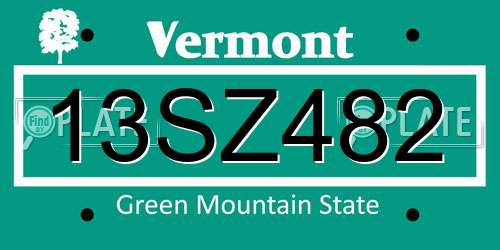 13SZ482 Vermont License Plate