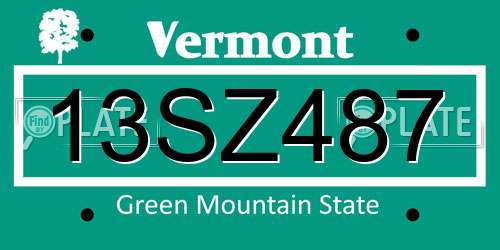 13SZ487 Vermont License Plate