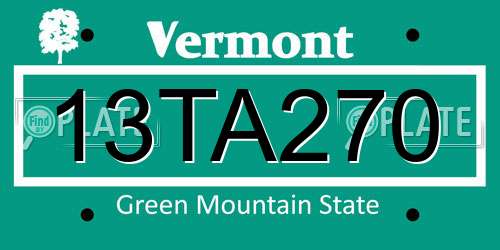 13TA270 Vermont License Plate