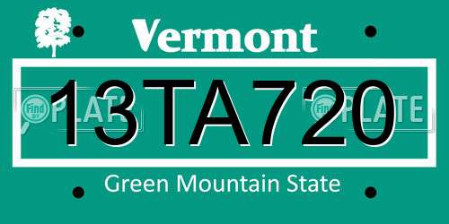 13TA720 Vermont License Plate