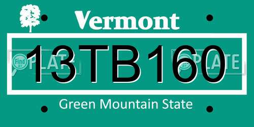 13TB160 Vermont License Plate