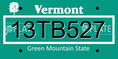 13TB527 Vermont License Plate