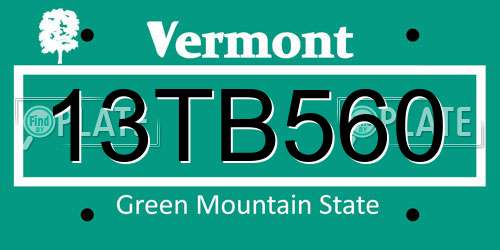 13TB560 Vermont License Plate