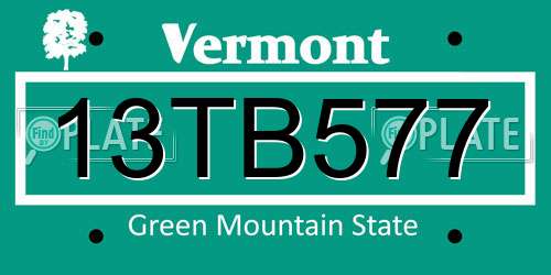 13TB577 Vermont License Plate