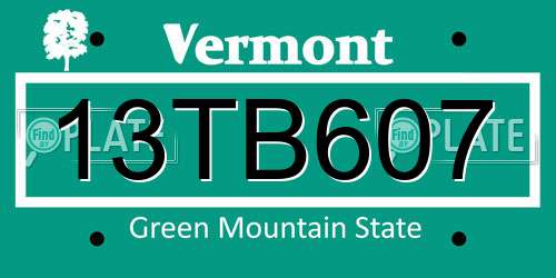 13TB607 Vermont License Plate