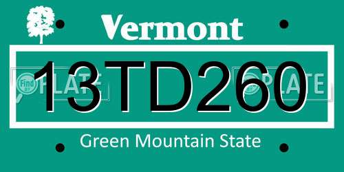 13TD260 Vermont License Plate