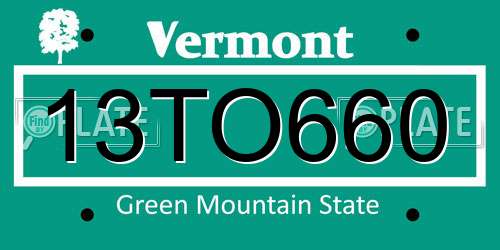 13TO660 Vermont License Plate