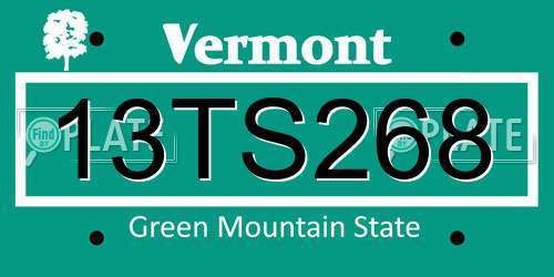 13TS268 Vermont License Plate