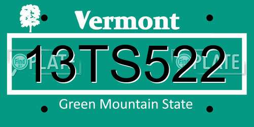13TS522 Vermont License Plate