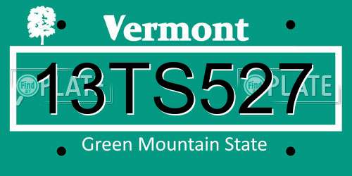 13TS527 Vermont License Plate