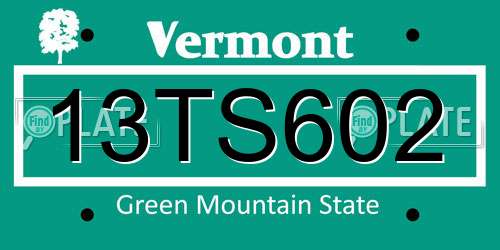 13TS602 Vermont License Plate