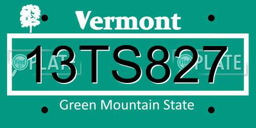 13TS827 Vermont License Plate