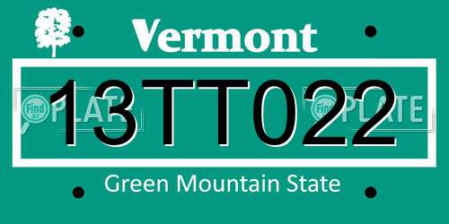 13TT022 Vermont License Plate