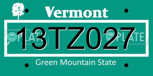 13TZ027 Vermont License Plate