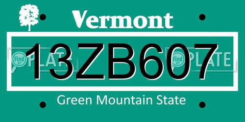 13ZB607 Vermont License Plate