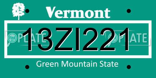 13ZI221 Vermont License Plate