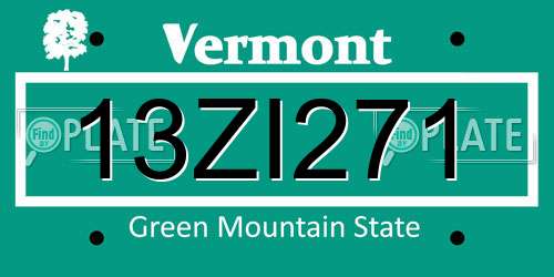 13ZI271 Vermont License Plate