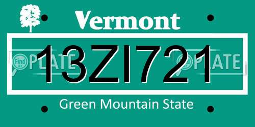 13ZI721 Vermont License Plate