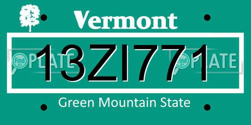 13ZI771 Vermont License Plate