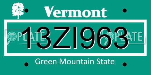 13ZI963 Vermont License Plate
