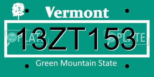 13ZT153 Vermont License Plate
