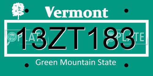 13ZT183 Vermont License Plate