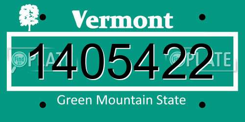 1405422 Vermont License Plate