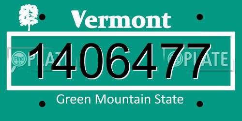1406477 Vermont License Plate