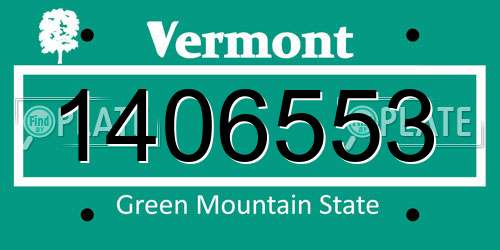 1406553 Vermont License Plate