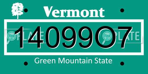 14099O7 Vermont License Plate