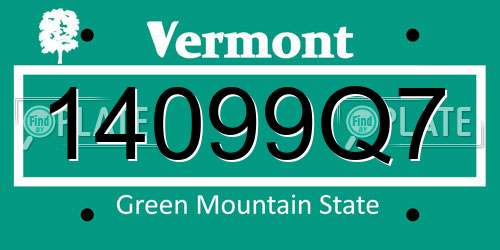 14099Q7 Vermont License Plate