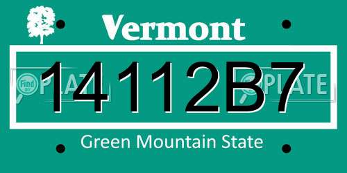 14112B7 Vermont License Plate
