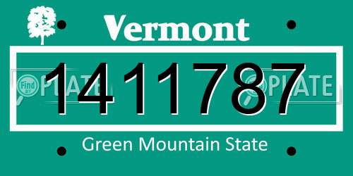 1411787 Vermont License Plate