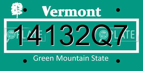 14132Q7 Vermont License Plate