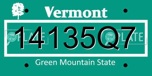 14135Q7 Vermont License Plate